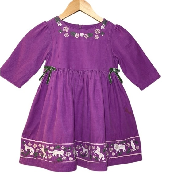 Mini Boden Girls Purple Corduroy Dress Size 4 5 Years - Picture 1 of 6